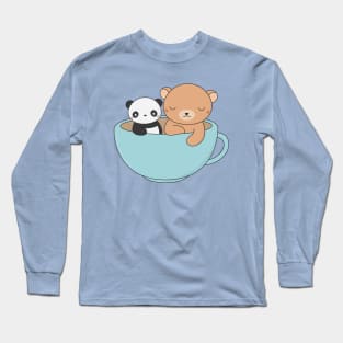 Kawaii Cute Panda and Bear Long Sleeve T-Shirt